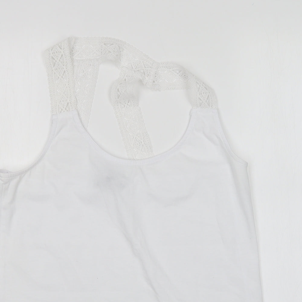NEXT Womens White  Polyester Basic Tank Size 16 Round Neck