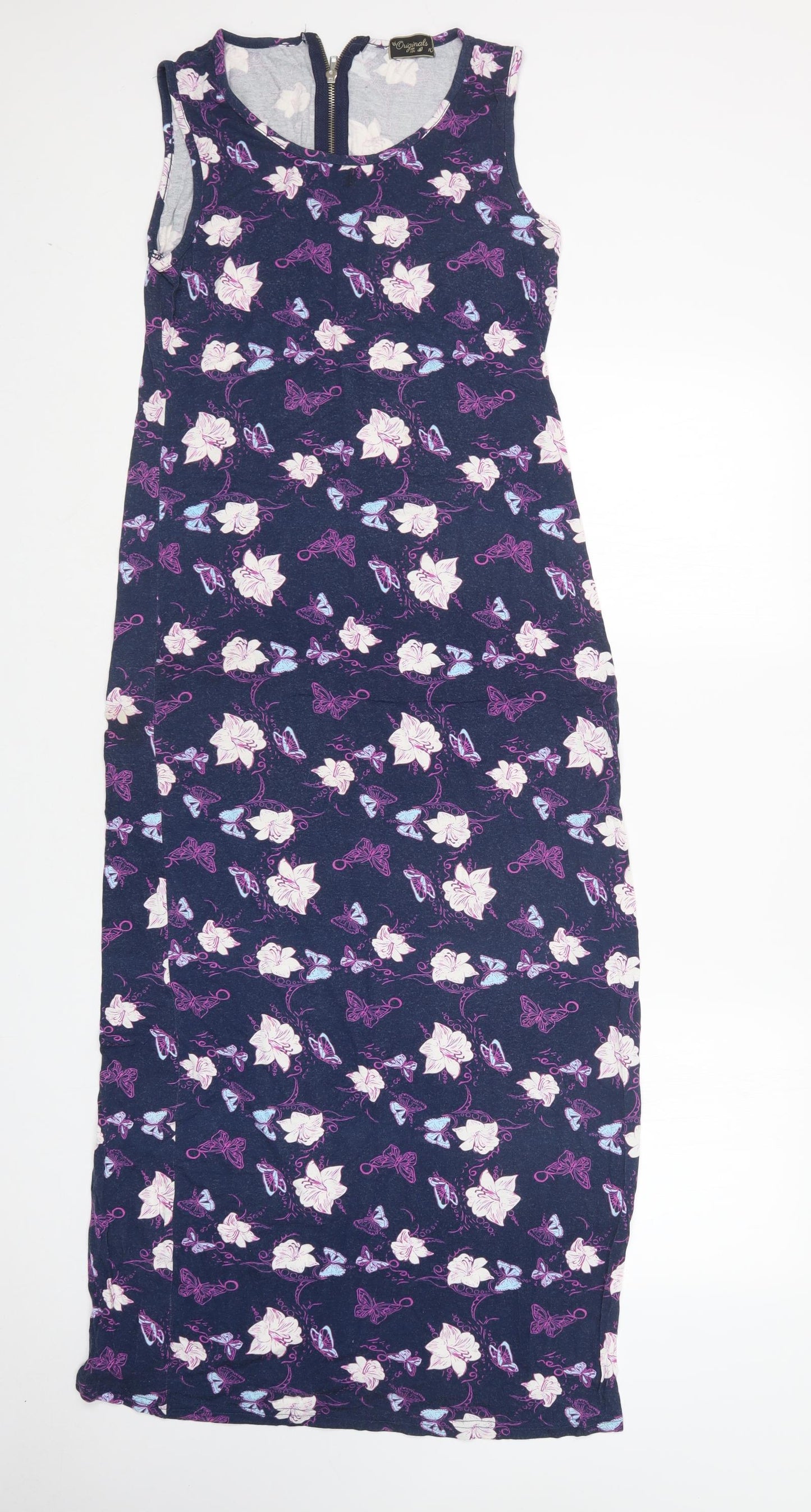 Preworn Womens Multicoloured Animal Print Viscose Tank Dress  Size 10  Round Neck