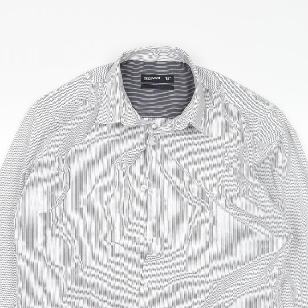 Cedar Wood State Mens Multicoloured Striped Cotton  Dress Shirt Size 15.5 Collared