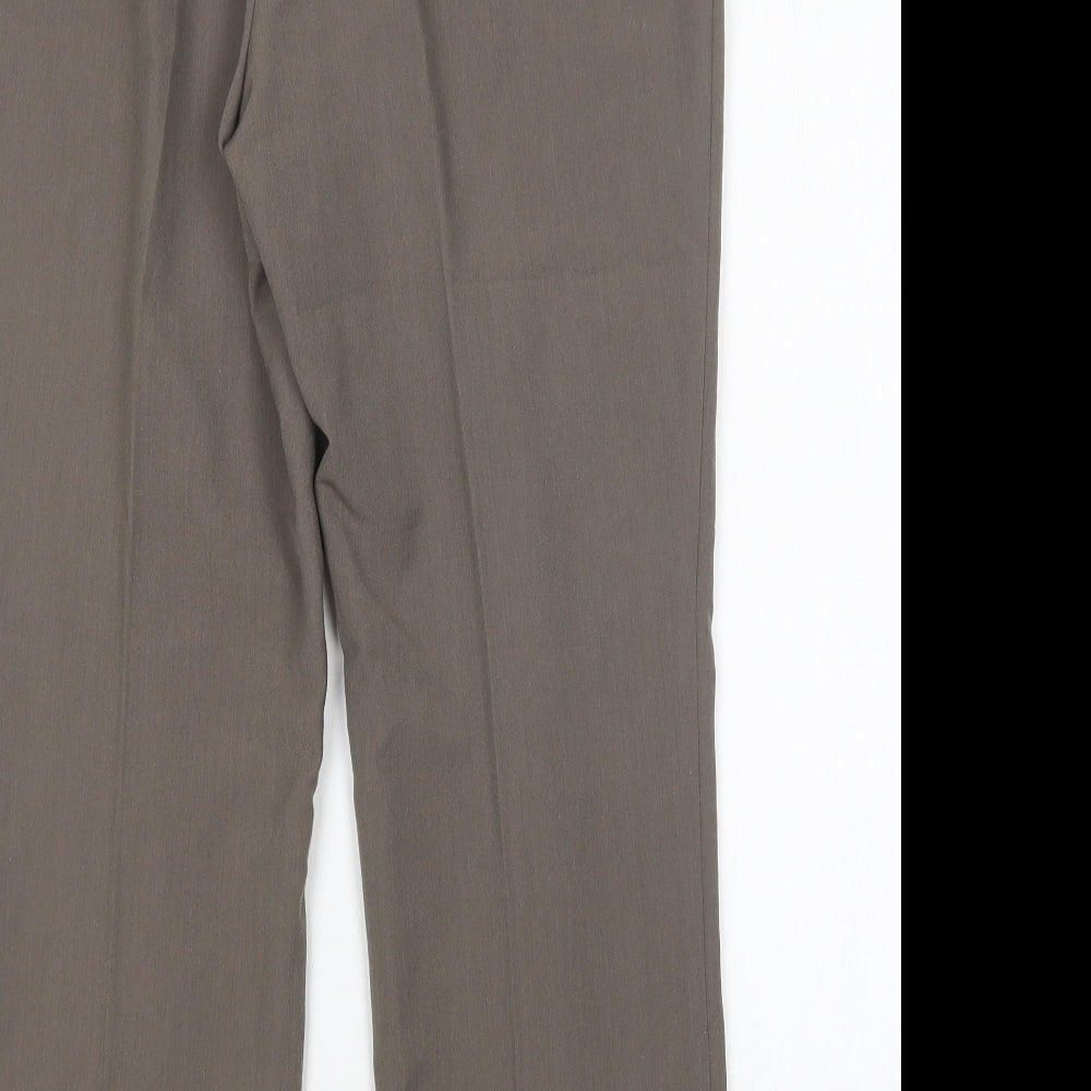 Preworn Womens Brown  Polyester Trousers  Size 12 L27 in Regular