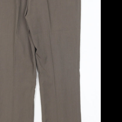 Preworn Womens Brown  Polyester Trousers  Size 12 L27 in Regular