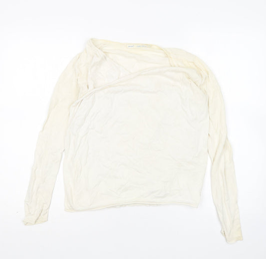 NEXT Womens Ivory V-Neck  Cotton Wrap Jumper Size 8