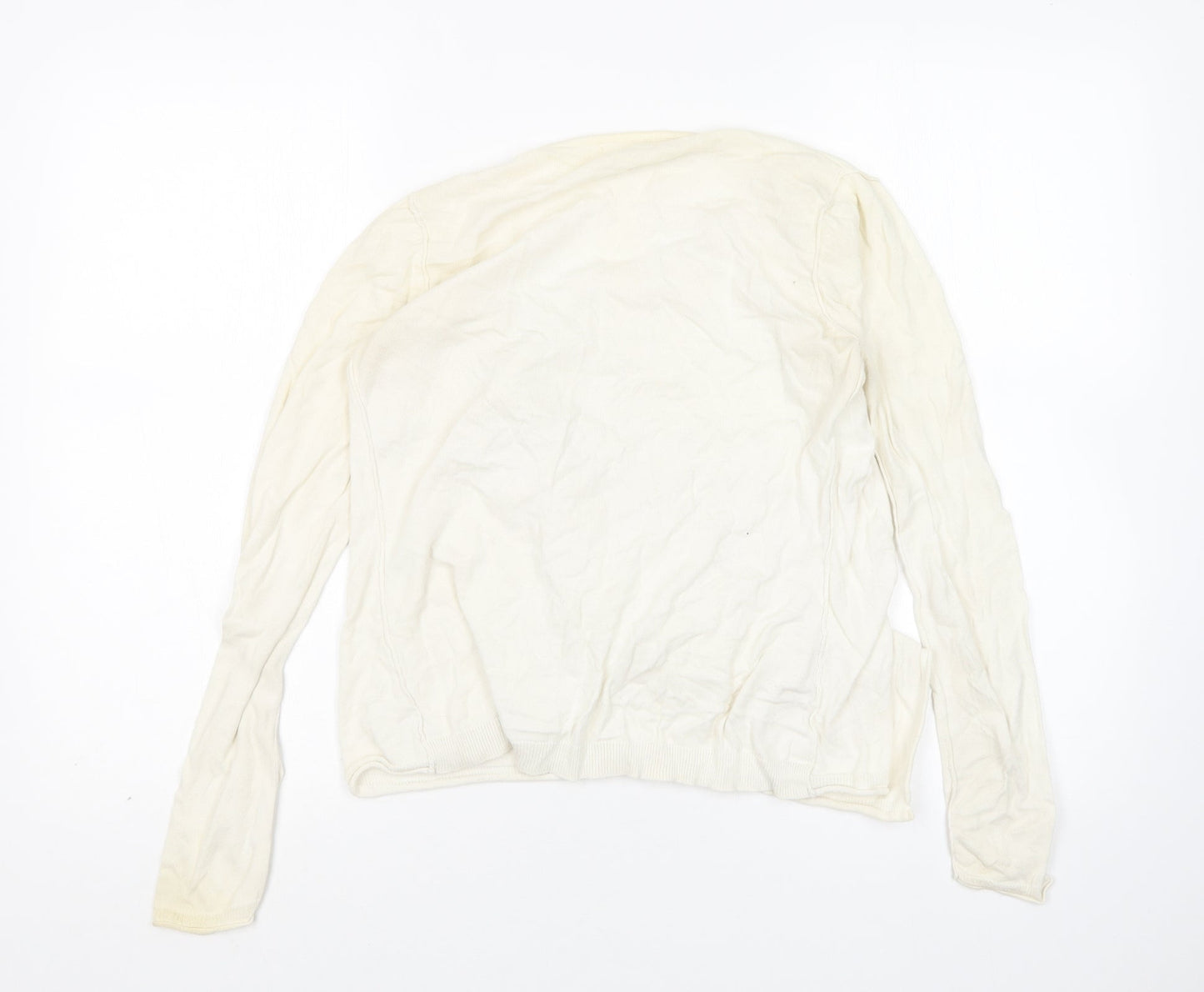 NEXT Womens Ivory V-Neck  Cotton Wrap Jumper Size 8