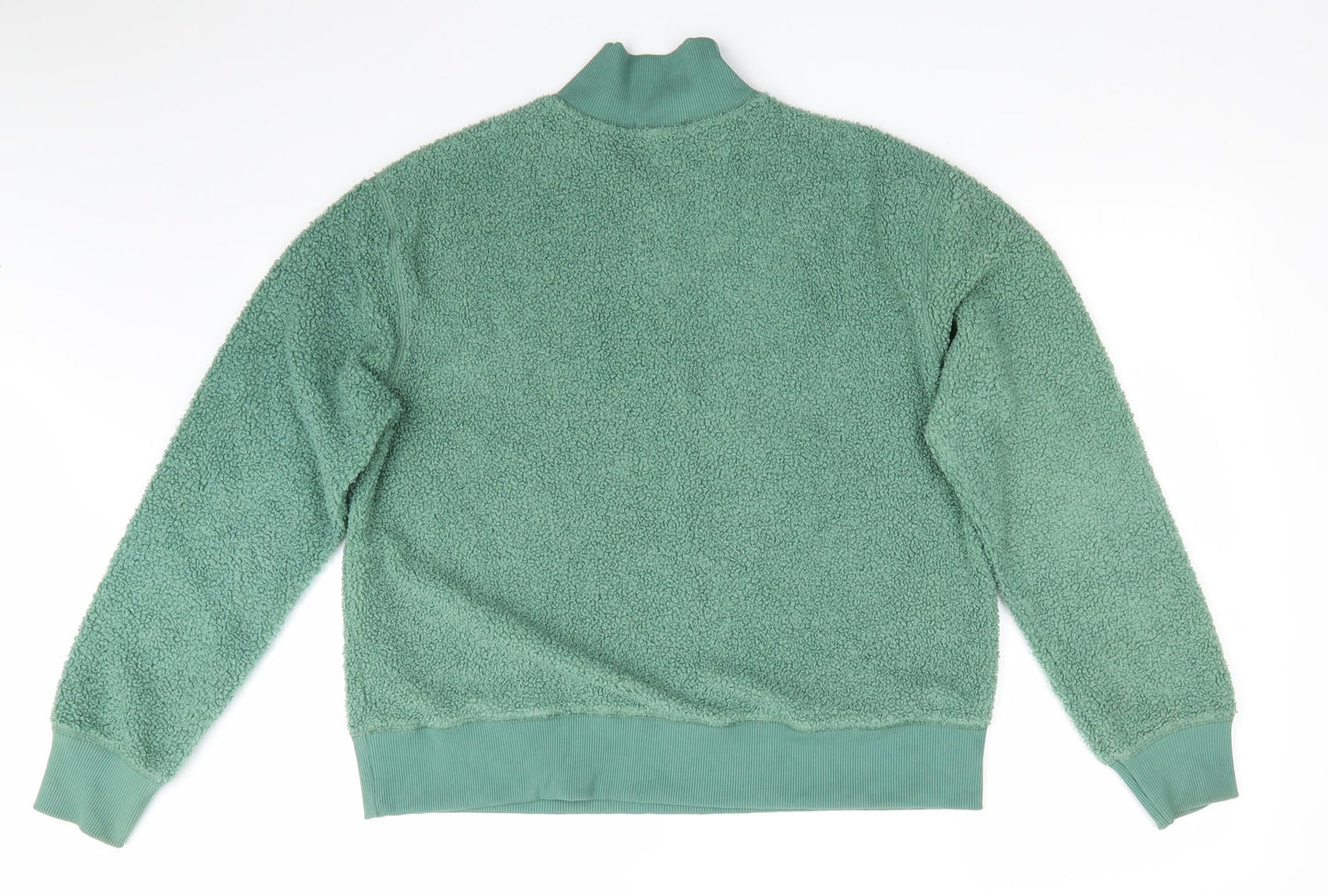Topshop Womens Green High Neck  Polyester Henley Jumper Size 8   - Faux Sheep Skin Effect