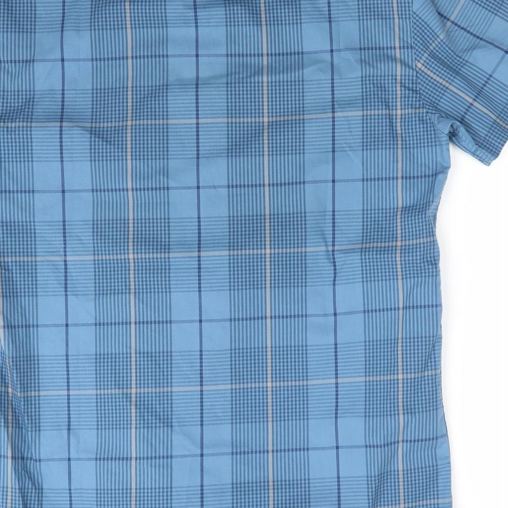 Jack & Jones Core Mens Blue Check Cotton  Button-Up Size S Collared