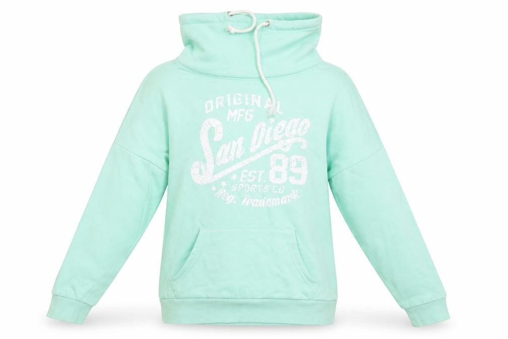 Atmosphere Womens Green  Cotton Pullover Sweatshirt Size 6   - Mint Green San Diego Funnel Neck