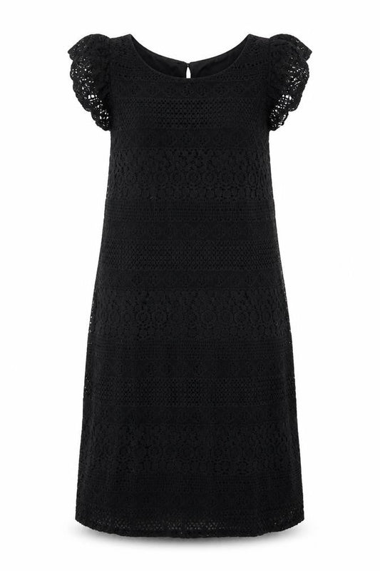 Atmosphere Womens Black Floral Cotton A-Line  Size 6  Round Neck  - Lace Overlay Dress