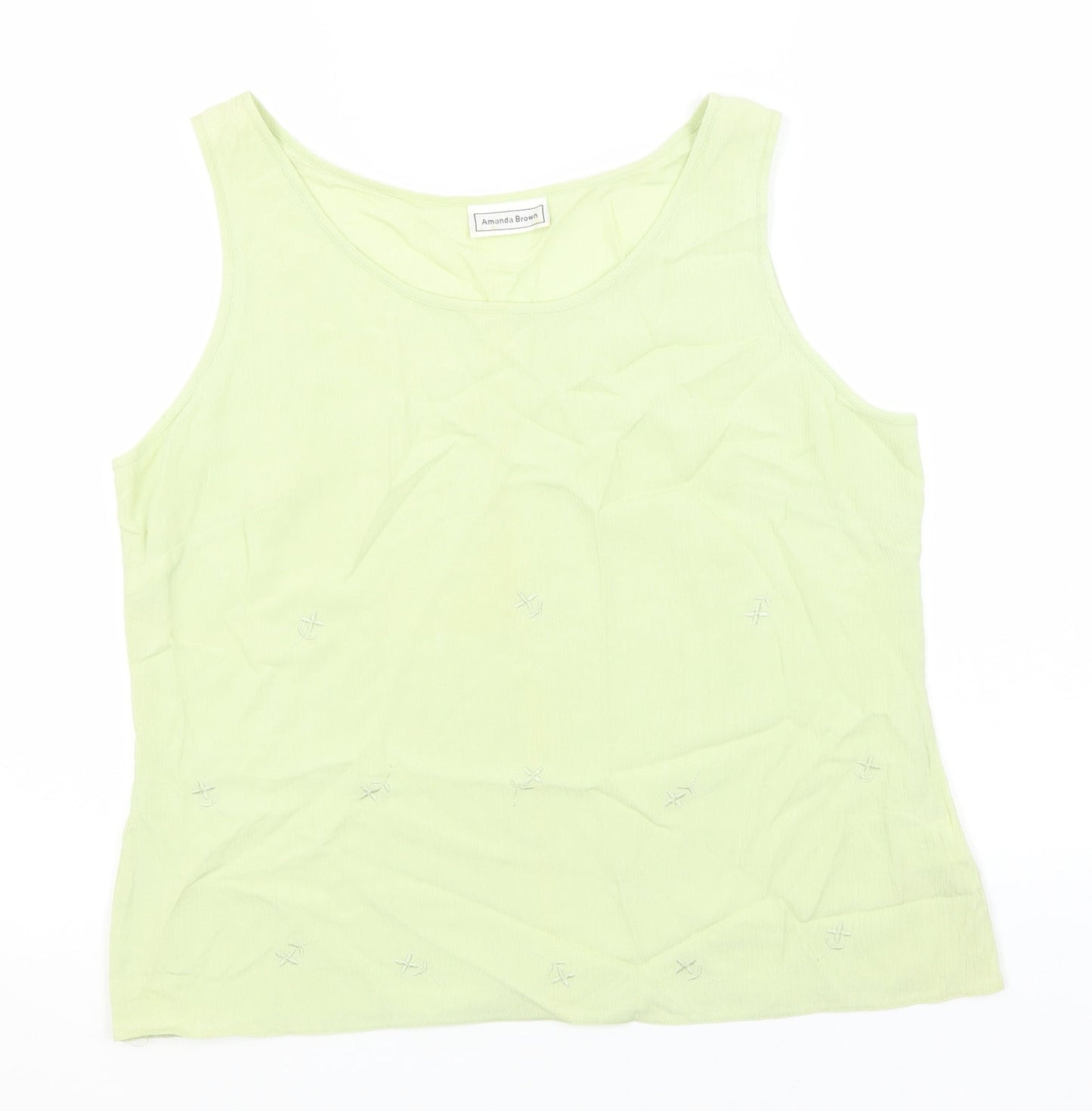 Amanda Brown Womens Green  Viscose Basic Tank Size 12 Round Neck