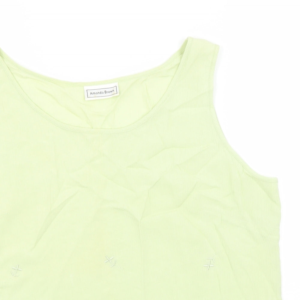Amanda Brown Womens Green  Viscose Basic Tank Size 12 Round Neck