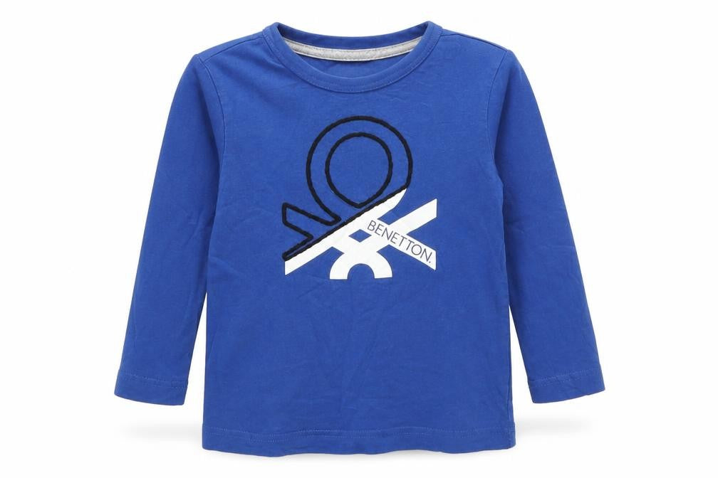 United Colors of Benetton Boys Blue  Cotton Basic T-Shirt Size 2 Years Round Neck
