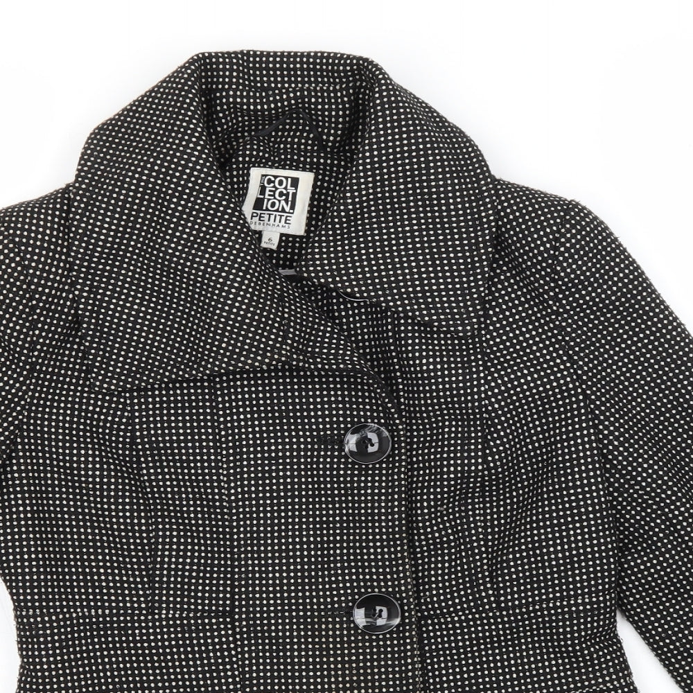 Debenhams Womens Black Polka Dot  Jacket Blazer Size 6