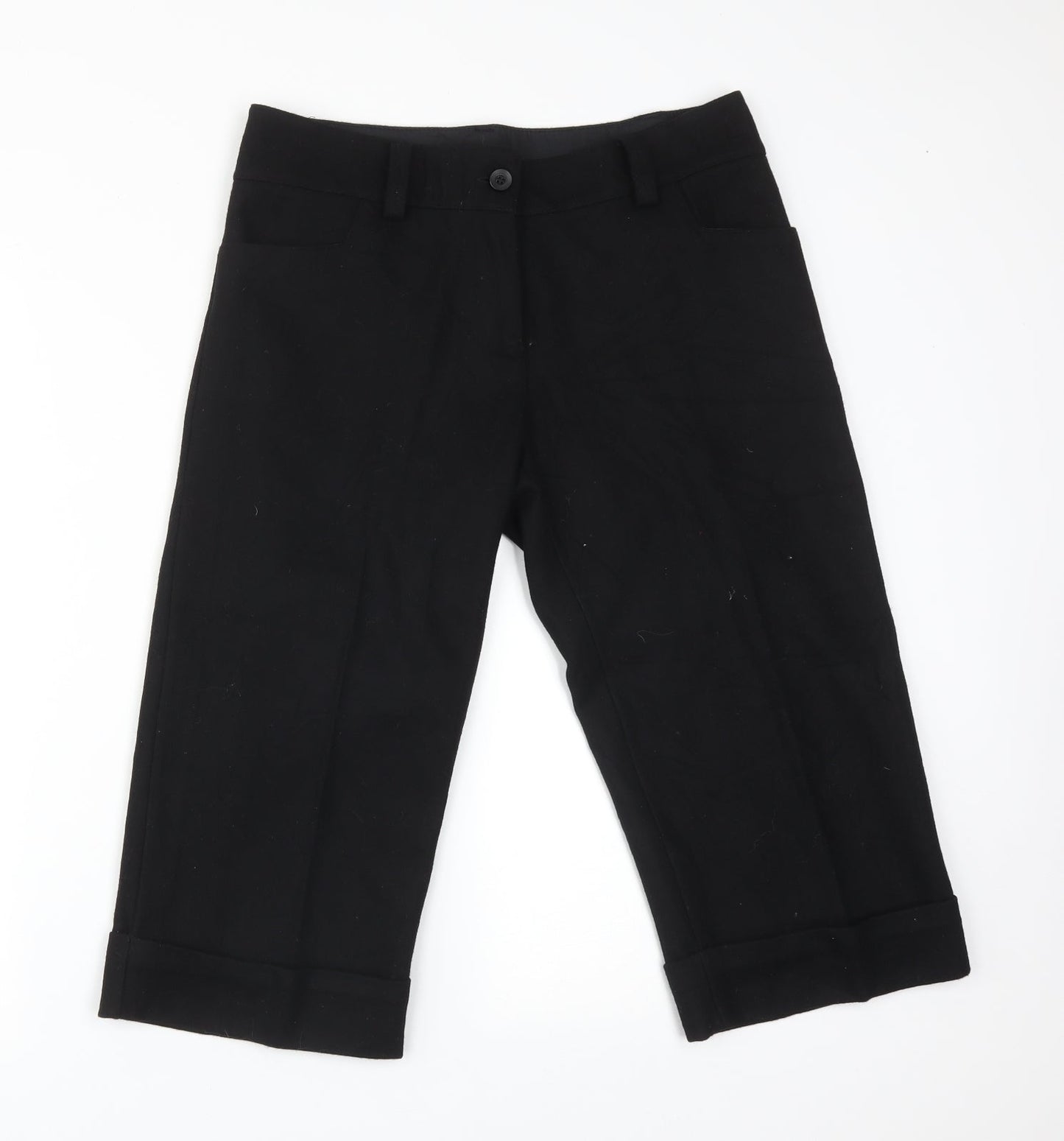 Preworn Womens Black  Wool Cropped Trousers Size 30  Regular