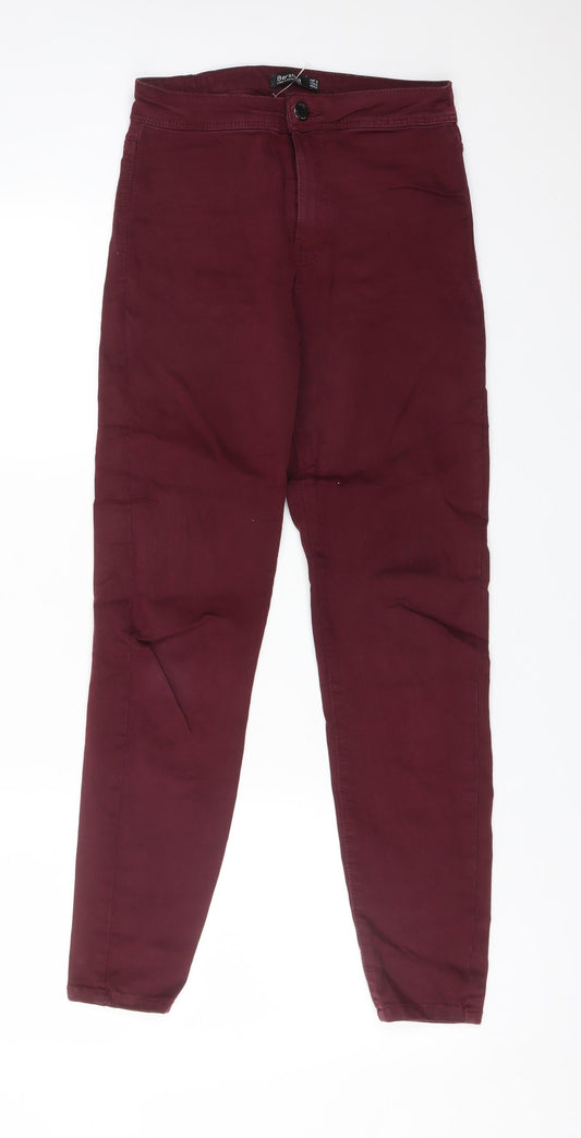 Bershka Womens Red  Cotton Skinny Jeans Size 8 L25 in Regular