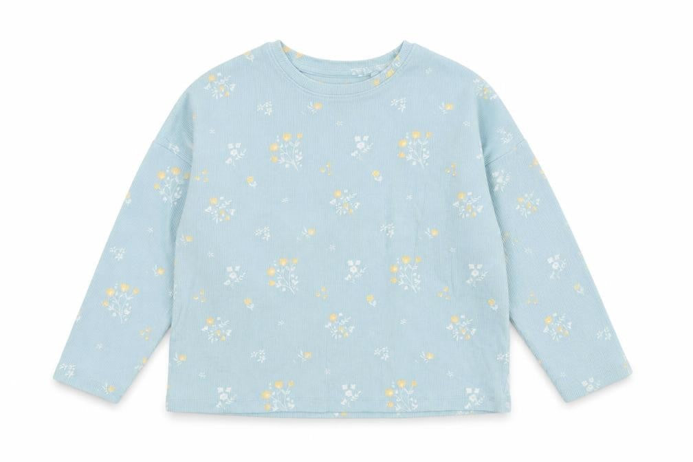 NEXT Girls Blue Round Neck Floral Cotton Pullover Jumper Size 5 Years