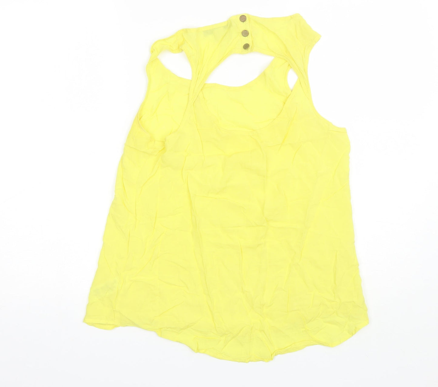FOREVER 21 Womens Yellow  Polyester Basic Tank Size S Round Neck