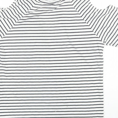 Atmosphere Womens White Striped Polyester Basic T-Shirt Size 6 V-Neck