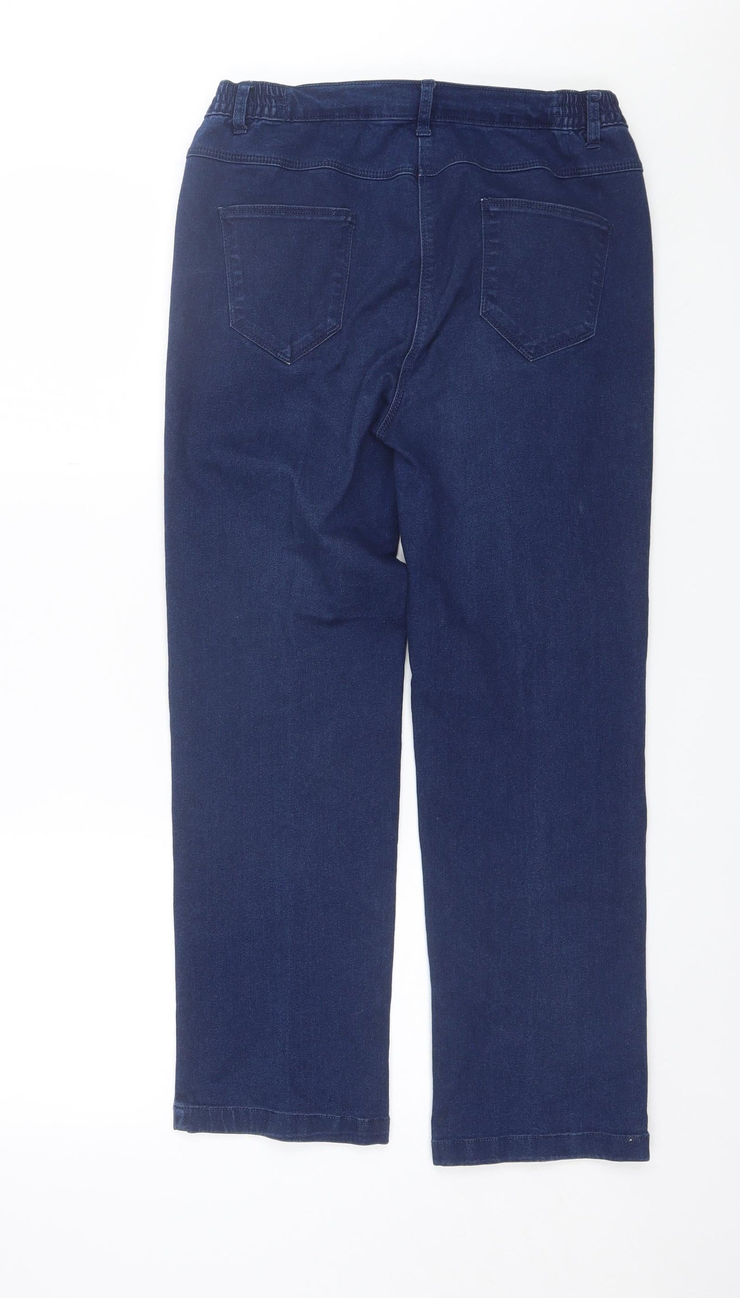 Preworn Womens Blue  Cotton Straight Jeans Size 12 L25 in Regular