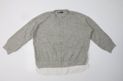 Preloved George Womens Grey Crew Neck   Pullover Jumper Size L - Front