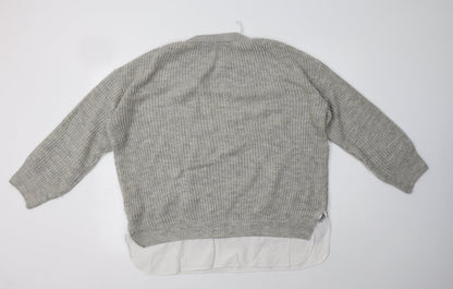 Preloved George Womens Grey Crew Neck   Pullover Jumper Size L - Back