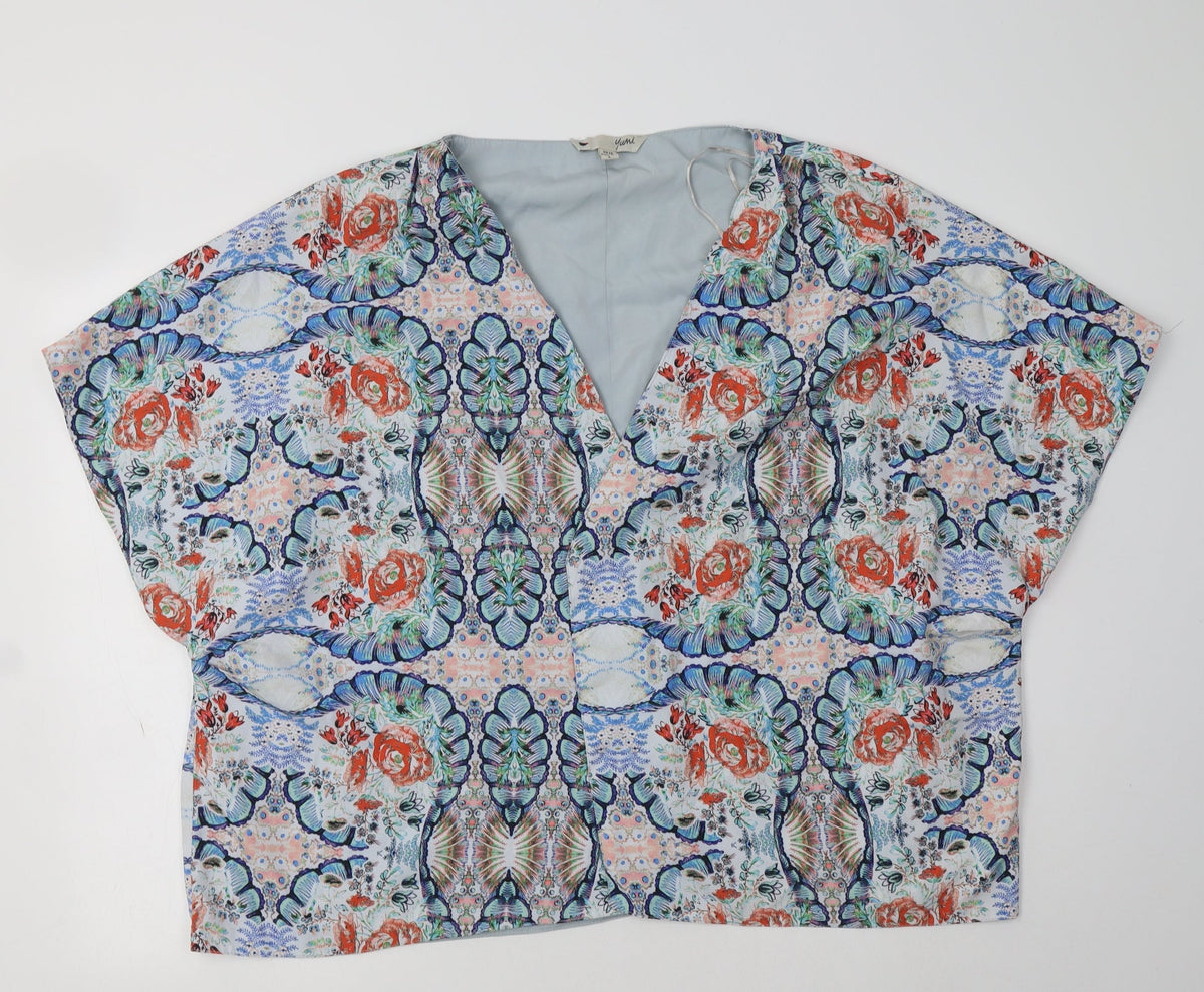 Yumi Womens Multicoloured Floral  Military Jacket Blazer Size 14