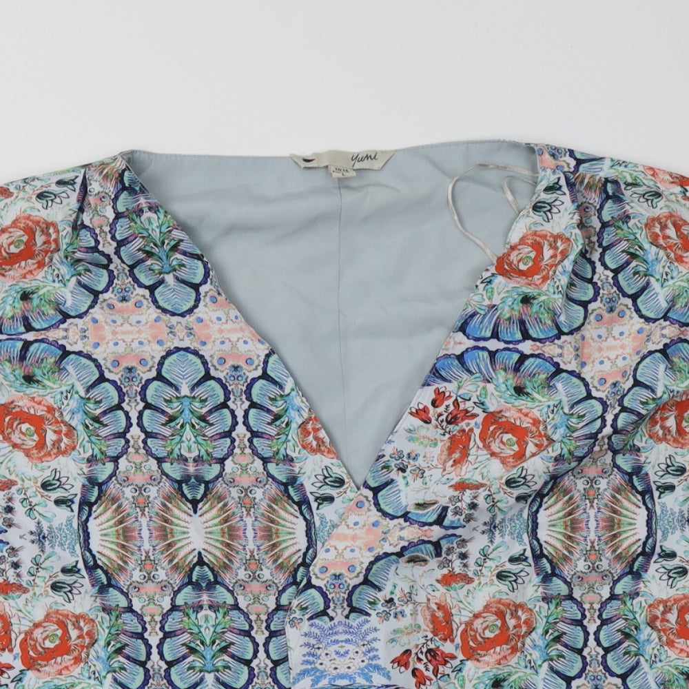 Yumi Womens Multicoloured Floral  Military Jacket Blazer Size 14