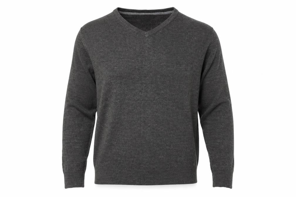 Easy Mens Grey V-Neck  Acrylic Pullover Jumper Size L