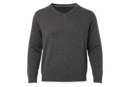 Easy Mens Grey V-Neck  Acrylic Pullover Jumper Size L