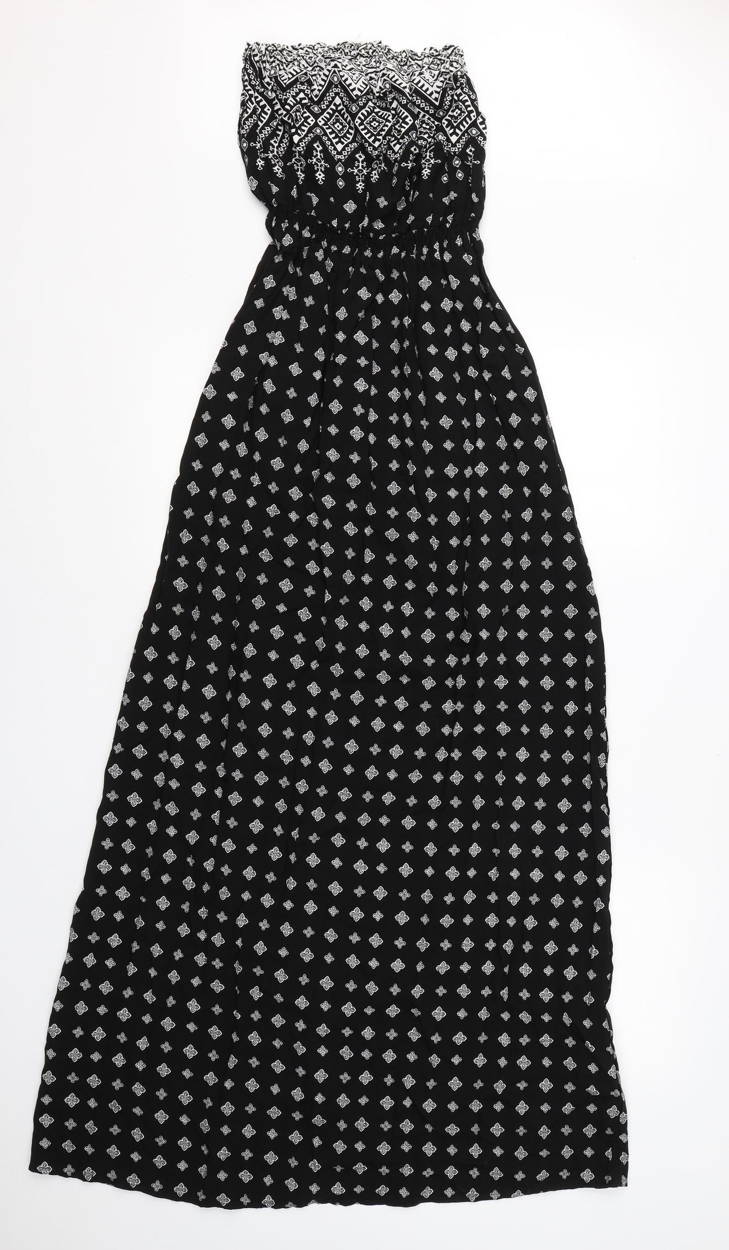 New Look Womens Black Geometric Viscose Shift  Size 8  One Shoulder