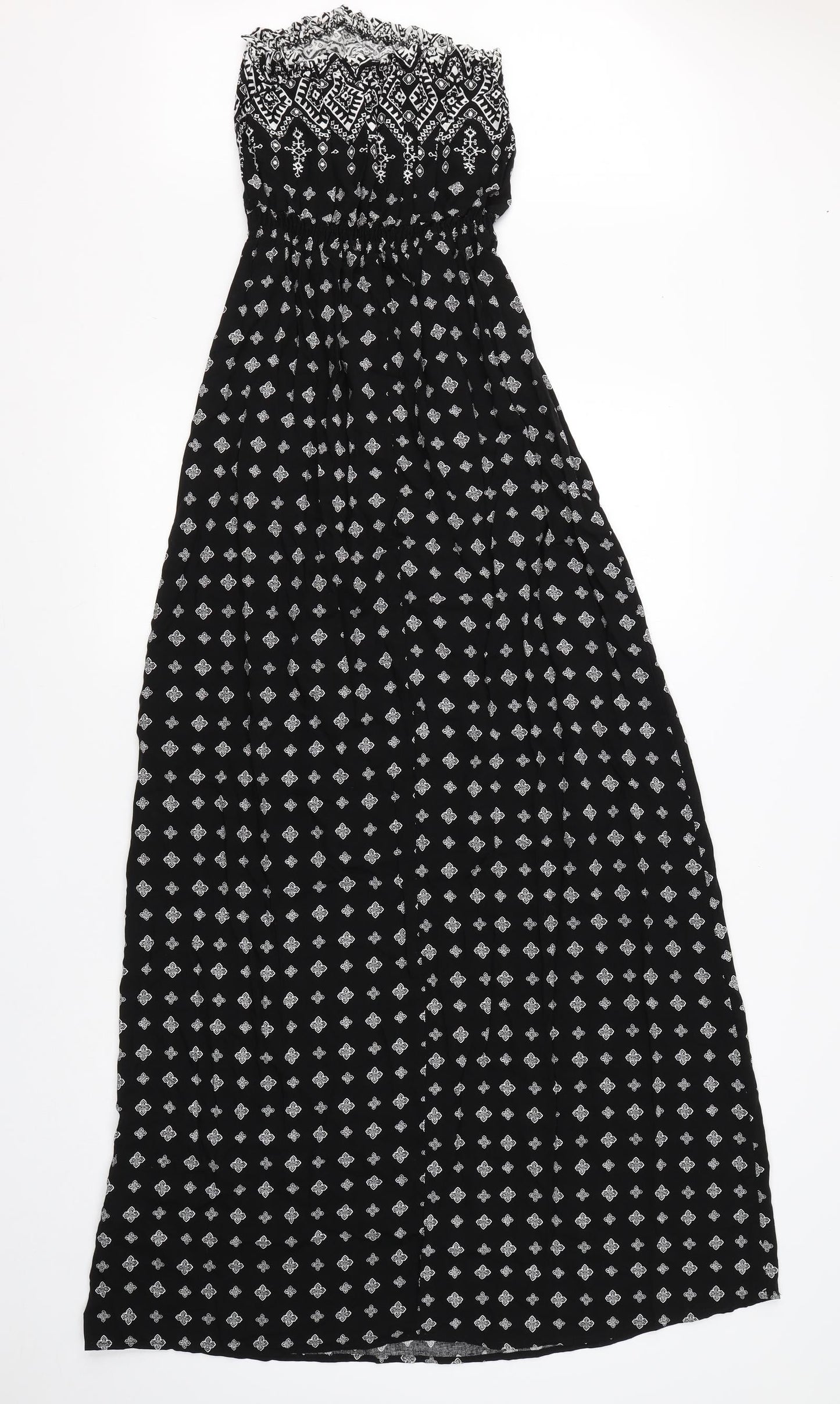New Look Womens Black Geometric Viscose Shift  Size 8  One Shoulder