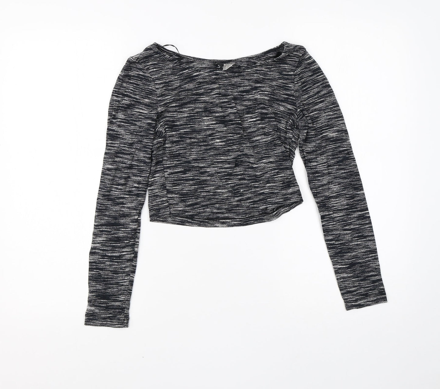 Divided Womens Black Striped Viscose Basic T-Shirt Size XS Round Neck