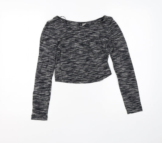 Divided Womens Black Striped Viscose Basic T-Shirt Size XS Round Neck