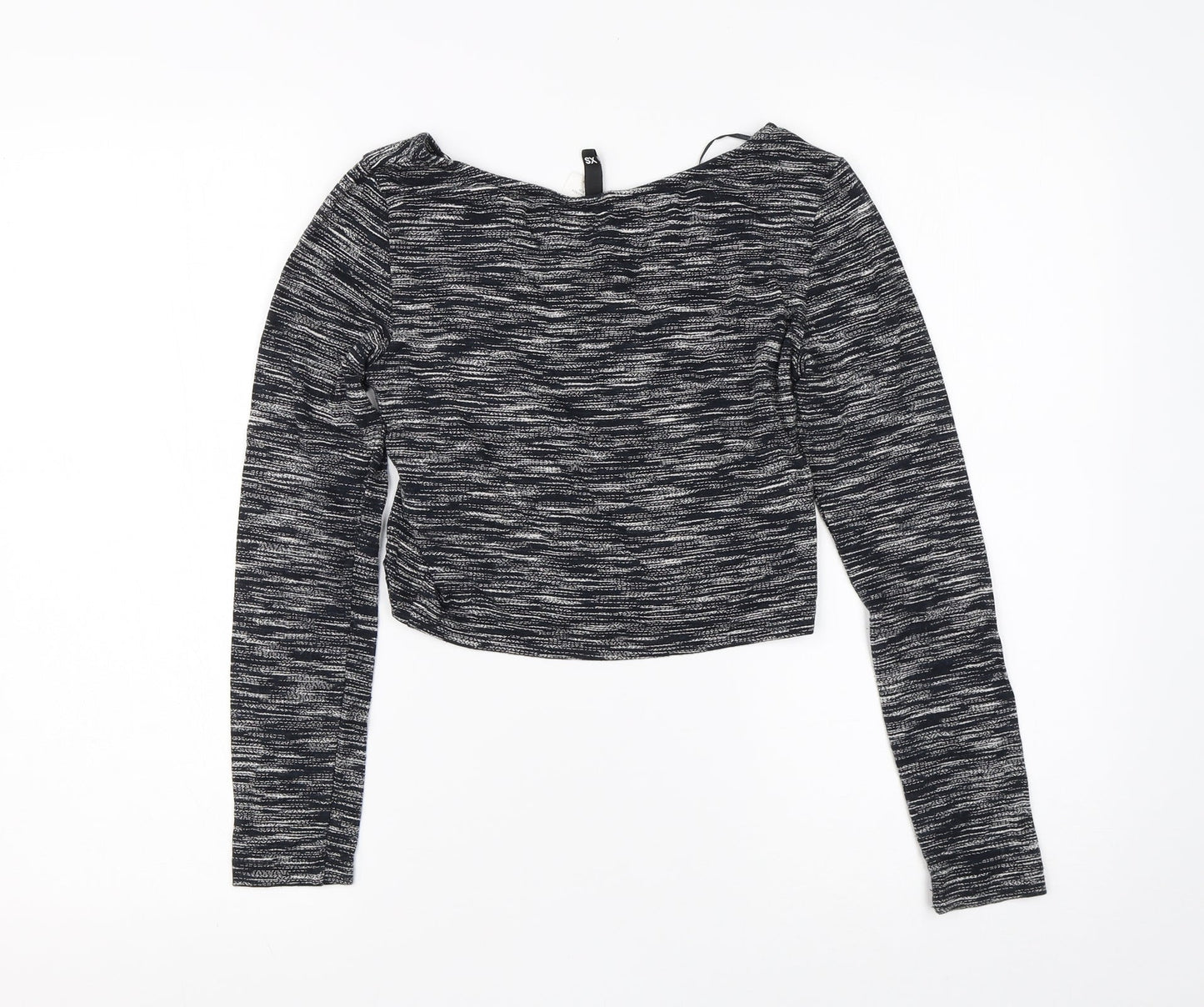 Divided Womens Black Striped Viscose Basic T-Shirt Size XS Round Neck