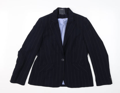 Debenhams Womens Blue Pinstripe Polyester Jacket Suit Jacket Size 14