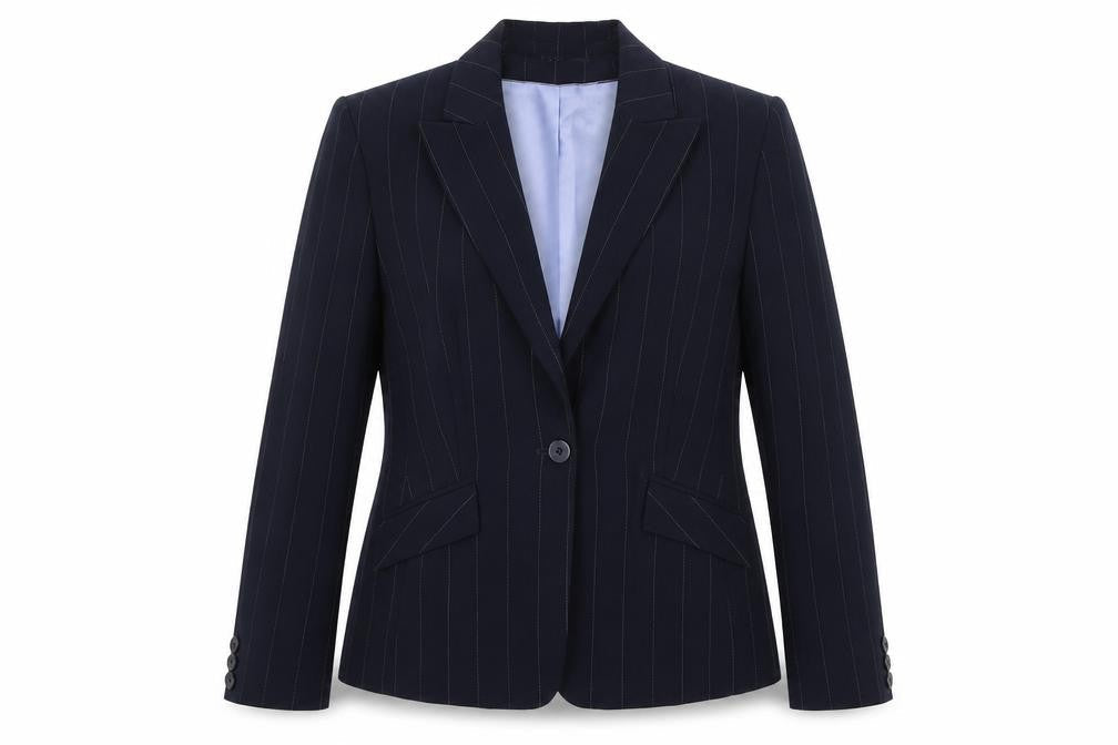Debenhams Womens Blue Pinstripe Polyester Jacket Suit Jacket Size 14