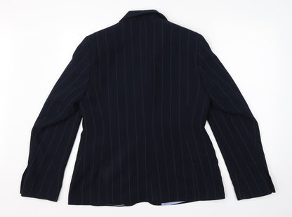 Debenhams Womens Blue Pinstripe Polyester Jacket Suit Jacket Size 14
