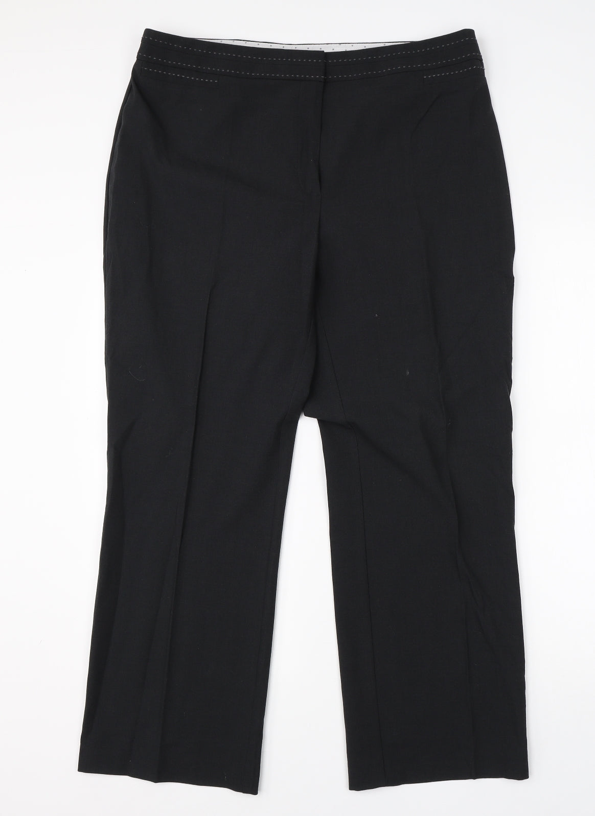 M&S Womens Black  Viscose Dress Pants Trousers Size 16 L26 in Regular