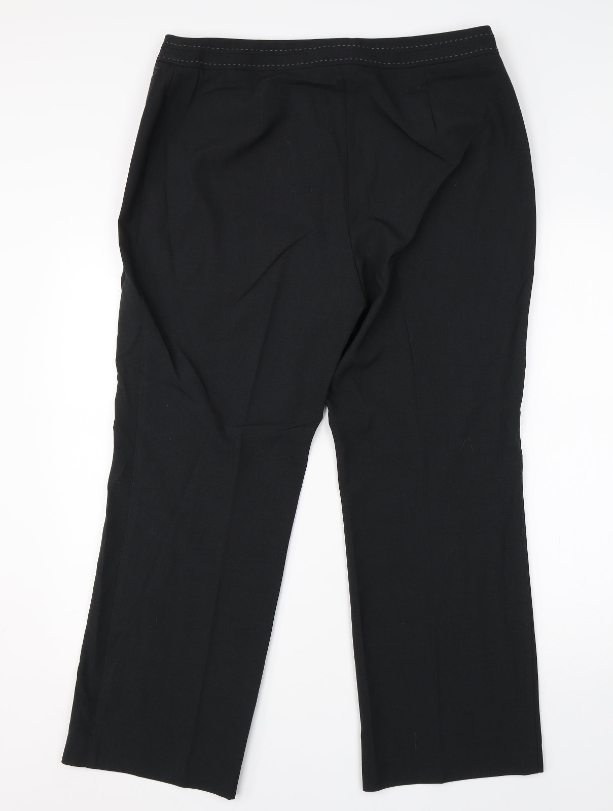 M&S Womens Black  Viscose Dress Pants Trousers Size 16 L26 in Regular
