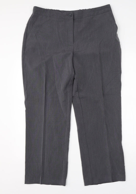 Debenhams Womens Grey  Viscose Dress Pants Trousers Size 16 L28 in Regular