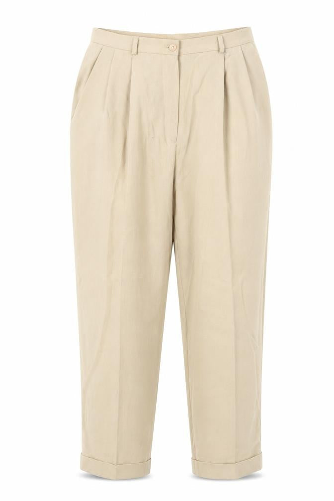Marks & Spencer Womens Beige  Viscose Dress Pants Trousers Size 14 L24 in Regular