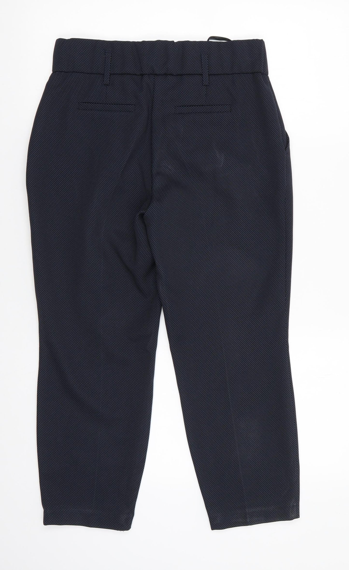 Dorothy Perkins Womens Blue Argyle/Diamond Polyester Cropped Trousers Size 8 L22.5 in Regular  - Back Elastication Tiny Diamond Print