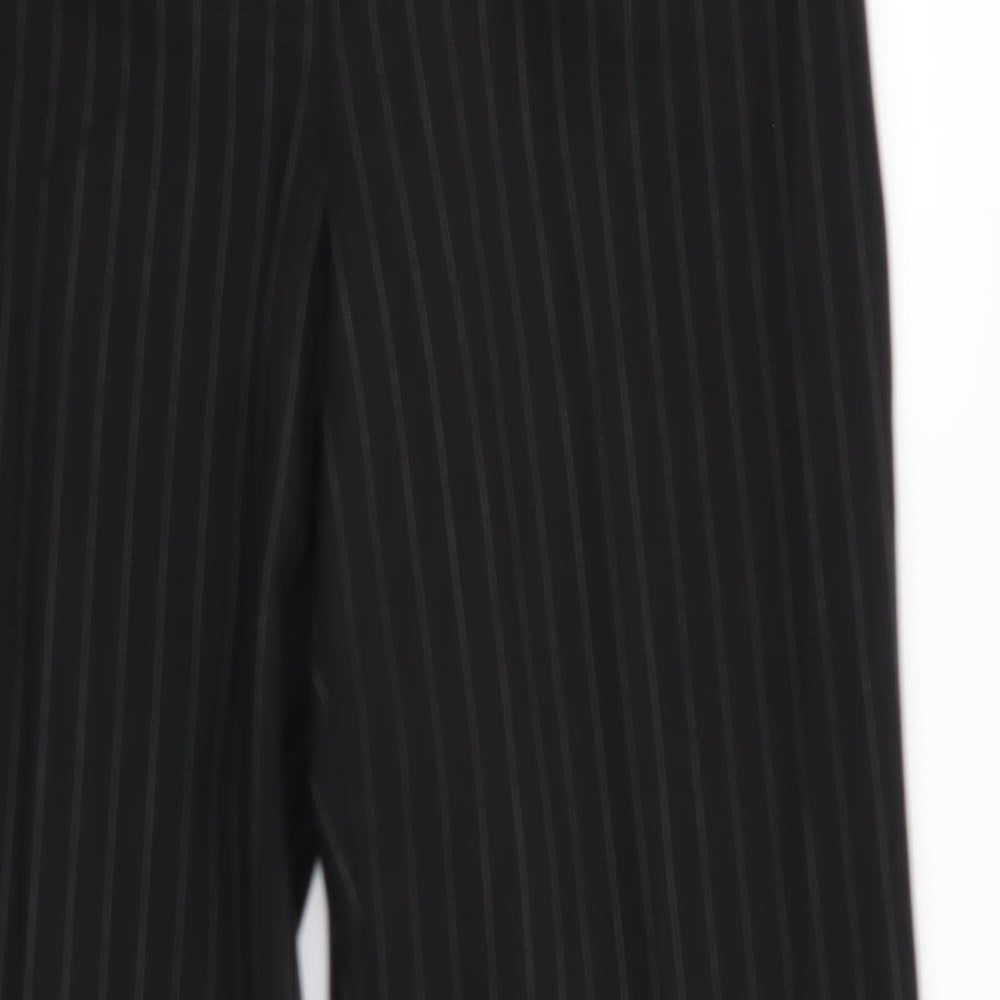 Dorothy Perkins Womens Black Striped Polyester Trousers  Size 14 L30.5 in Regular  - White Stripe Turn Ups