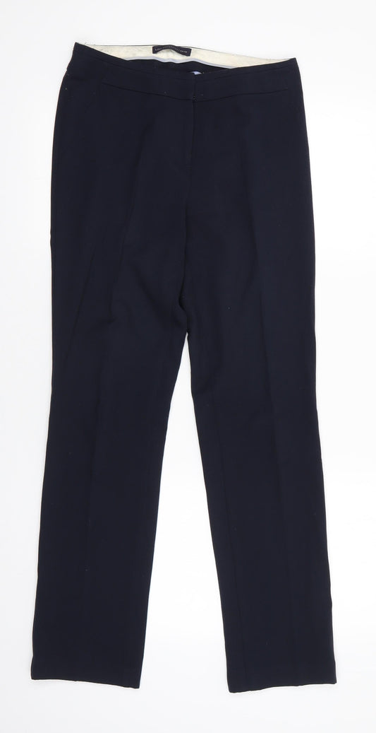 Marks and Spencer Womens Blue  Polyester Trousers  Size 6 L29 in Slim  - Navy Blue