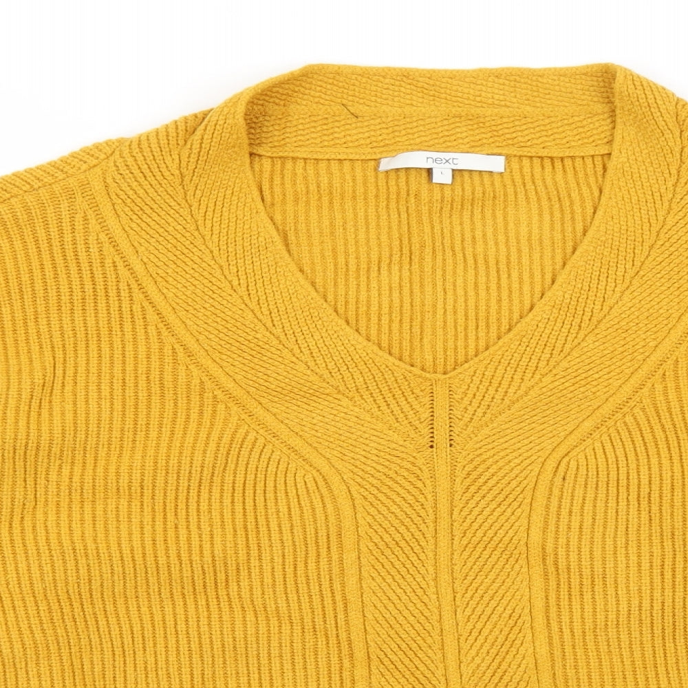 NEXT Womens Orange V-Neck  Viscose Pullover Jumper Size L