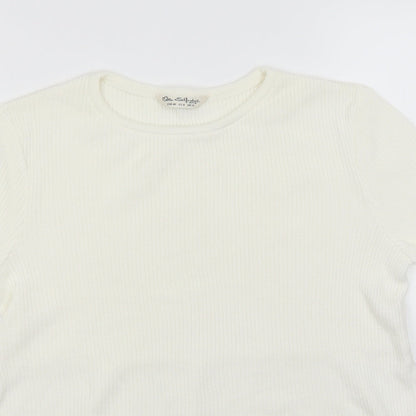Preloved Miss Selfridge Womens White Round Neck  Acrylic Pullover Jumper Size 12 - Detail