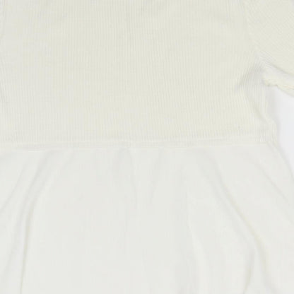 Preloved Miss Selfridge Womens White Round Neck  Acrylic Pullover Jumper Size 12 - Label