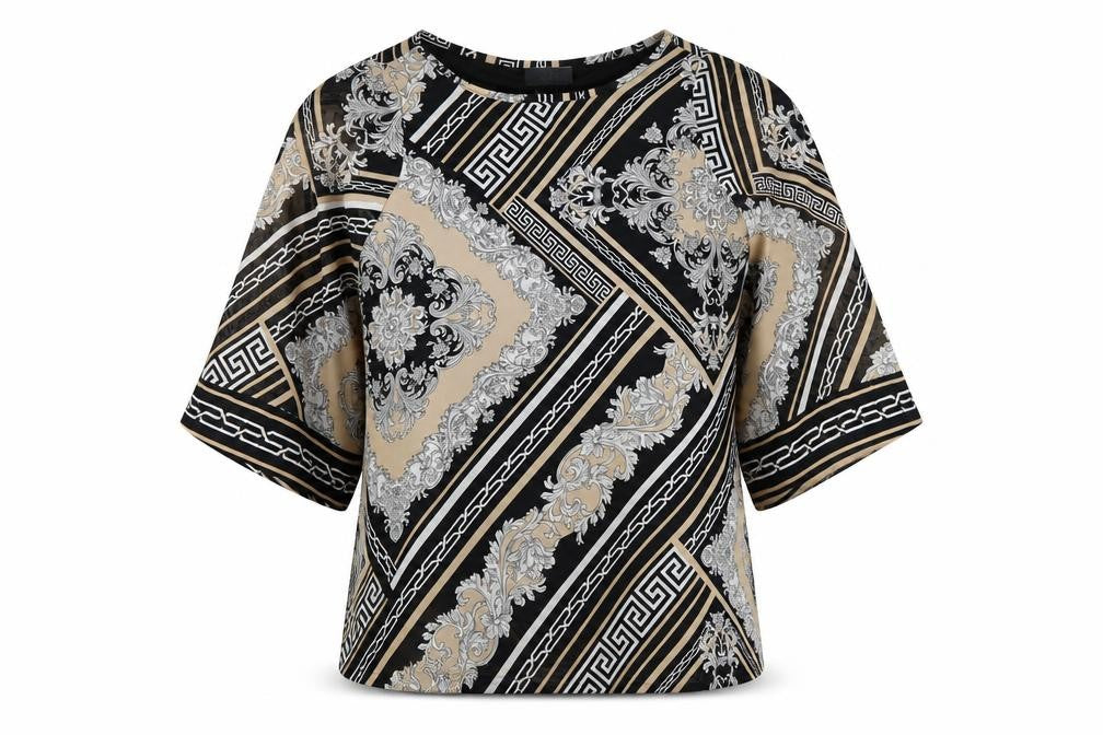 Wallis Womens Black Geometric Polyester Basic Blouse Size S Round Neck