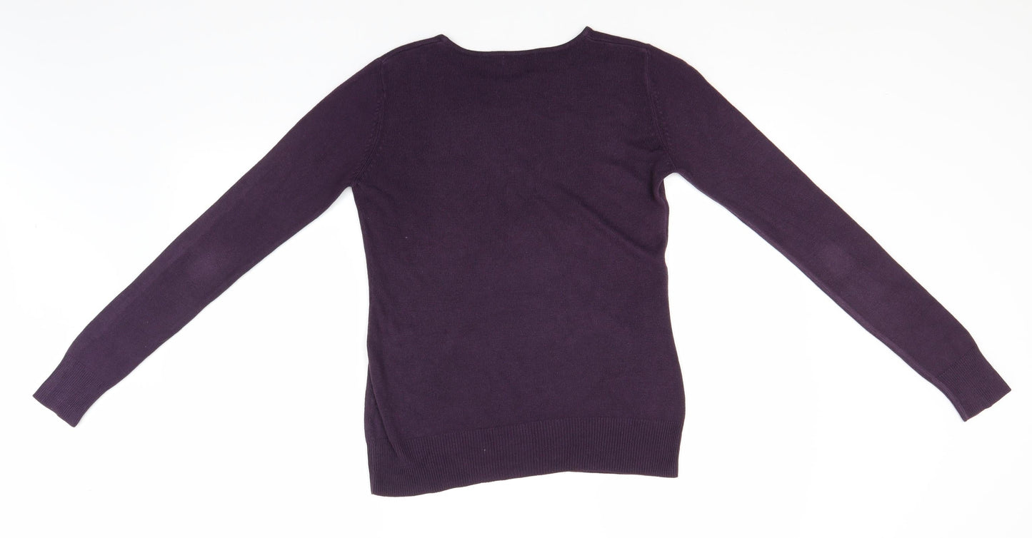 MK one Womens Blue Round Neck  Acrylic Pullover Jumper Size S