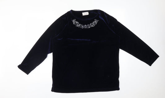 CLAIRE NEUVILLE Womens Black  Polyester Basic T-Shirt Size 16 Round Neck