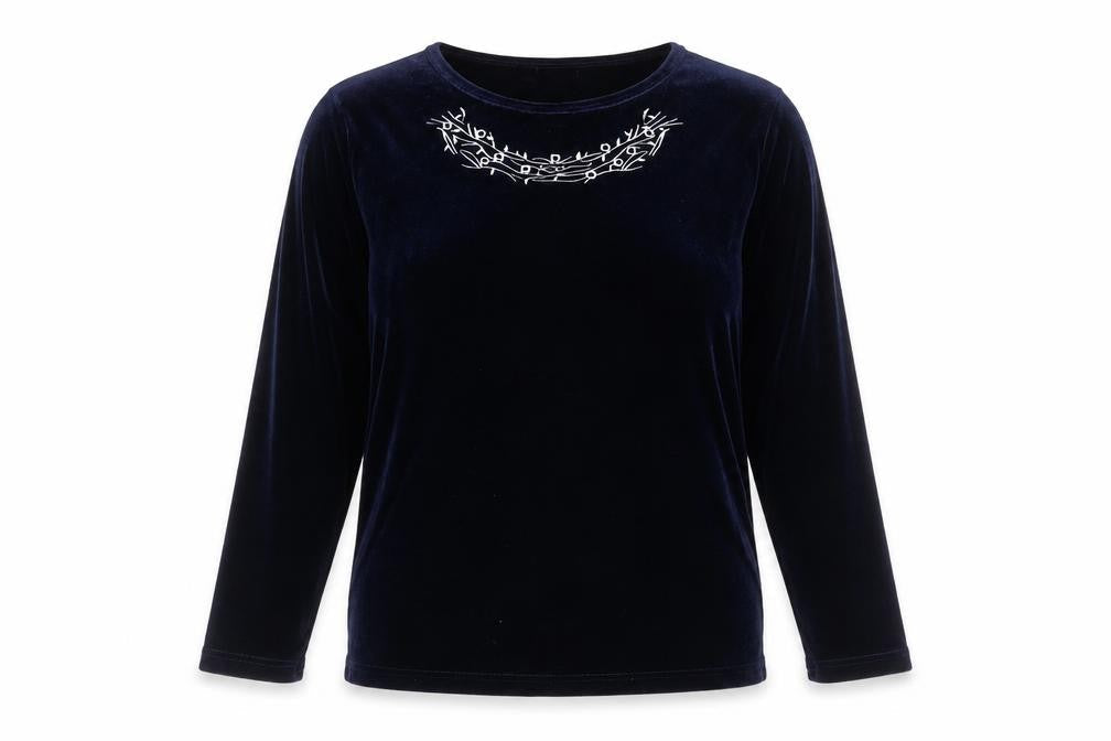CLAIRE NEUVILLE Womens Black  Polyester Basic T-Shirt Size 16 Round Neck