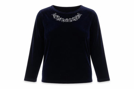CLAIRE NEUVILLE Womens Black  Polyester Basic T-Shirt Size 16 Round Neck